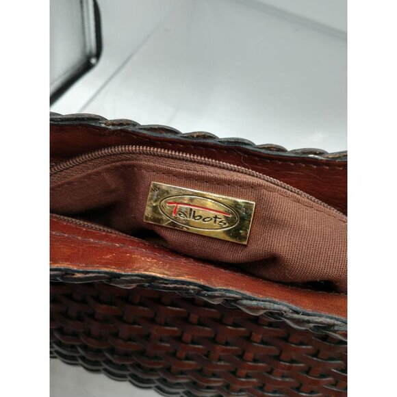 Talbots Brown Woven Leather Crossbody Bag With Adjustable Strap & Gold Hardware - Picture 6 of 10